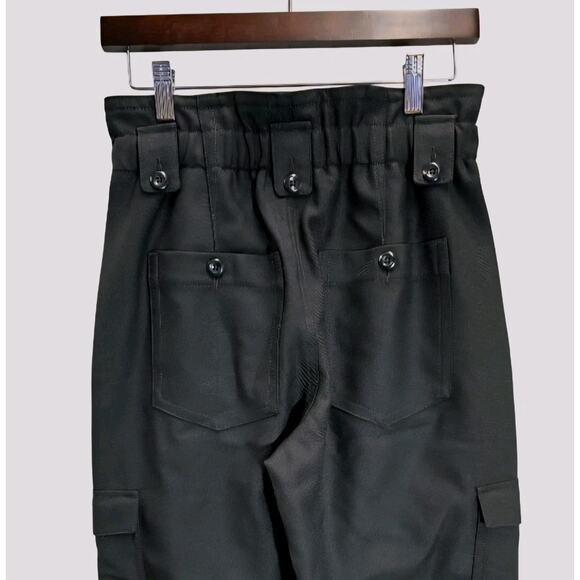 Banana Republic 100% Wool Cargo Pants Black Sz 2 Drawstring Hem Utility Trousers - Picture 4 of 11